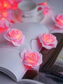 1pc Plastic Led String Light, Romantic Flower Decor Extendable Decorative Light For Party