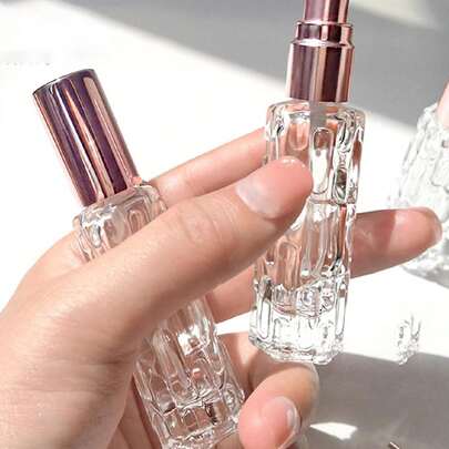 1 件 15ml 玻璃香水喷雾瓶，可再填充瓶，带玫瑰金铝制雾化器，按压泵空瓶，香水瓶