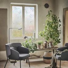 裝飾性窗貼,彩色窗隱私貼膜,霧化玻璃靜電貼,適用於玻璃門家居,3d碎石設計(17.5英寸×118英寸) - 白色 - 查看 3