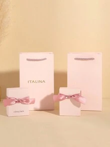 1個極簡風格的頸鏈珠寶收納盒(有蓋),1個時尚戒指盒帶蝴蝶結,1個手提袋,包裝套裝 - 粉色 - 查看 6