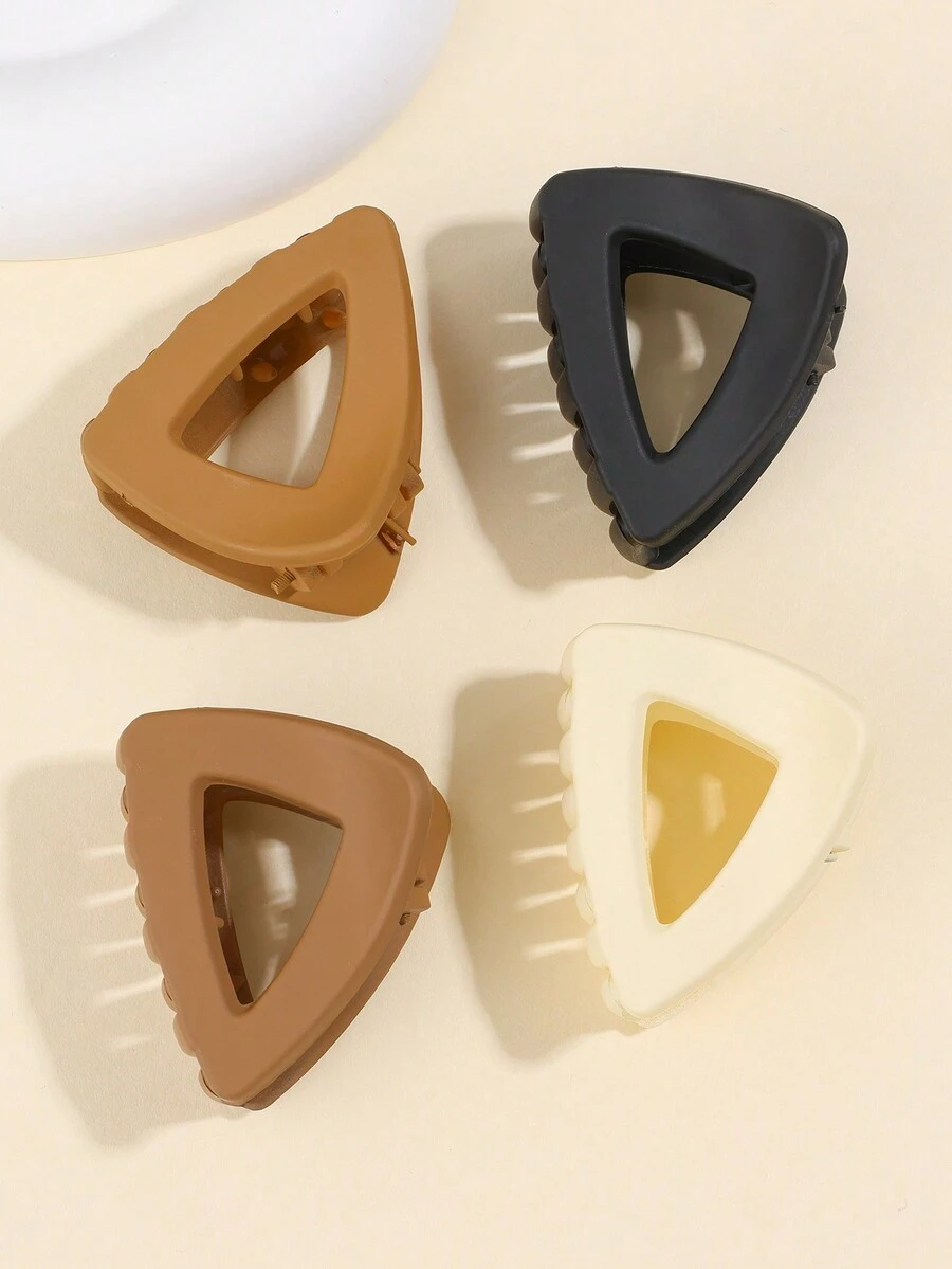 4pcs Của phụ nữ Tam giác Hình dạng Nhựa Móng vuốt tóc Clip , Thích hợp Đối với Giải trí & Dễ thương Kiểu tóc , Hằng ngày Commute Và Ngắn Tóc - Nhiều màu - Xem 1