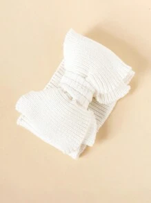 1pc Baby White Diy Woolen Double Layer High Elasticity Headband With Large Bowknot Decoration Love Valentine
