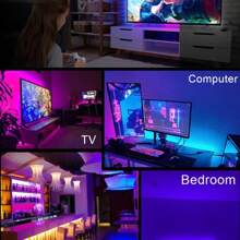 Tiras de luces LED RGB de 5V con alimentación USB y control remoto de 24 teclas - Iluminación de ambiente cambiante de color para dormitorio, retroiluminación de TV, sala de juegos y decoración de Halloween/Navidad - Multicolor - Ver 6