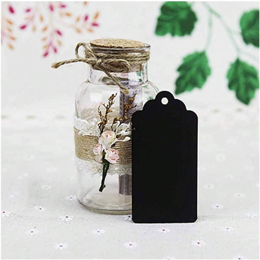 1 包（100 件）波浪牛皮紙花頭吊牌適用於聖誕婚禮、派對、牛皮紙禮品、花頭吊牌、烘焙、吊牌、空白標記、身份證、產品卡、手繪名片,適合麵包店的禮品包裝 - 黑色 - 查看 1