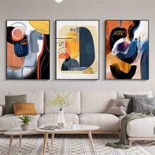 3pcs Abstract Face Line Wall Art Colorful Geometric Pattern Modern Decor Posters Line Art Minimalist Wall Decor Canvas Pictures Prints For Living Room Bedroom Dining Room Decoration  ,No Frame - Multicolor - View 1