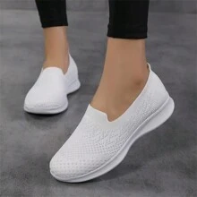 Zapatillas Sin Cordones Para Mujeres, Zapatos De Trabajo De Malla Transpirable, Zapatos Planos Cómodos Y Ligeros Y Duradero Para Mamá - Blanco - Ver 1