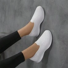 Zapatillas Sin Cordones Para Mujeres, Zapatos De Trabajo De Malla Transpirable, Zapatos Planos Cómodos Y Ligeros Y Duradero Para Mamá - Blanco - Ver 7