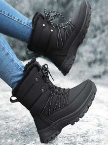 Women's New Winter Fashionable Warm Plush High-top Thick Fur Sports Waterproof Anti-slip Outdoor Snow Boots