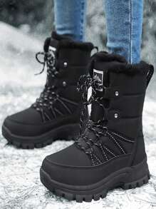 Women's New Winter Fashionable Warm Plush High-top Thick Fur Sports Waterproof Anti-slip Outdoor Snow Boots