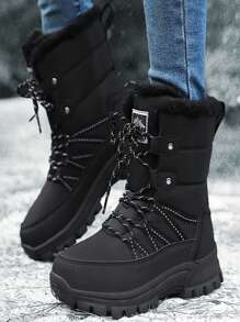 Women's New Winter Fashionable Warm Plush High-top Thick Fur Sports Waterproof Anti-slip Outdoor Snow Boots
