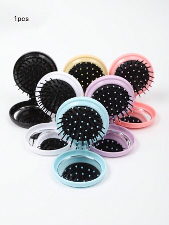 1 件带镜子的气垫按摩梳，便携式顺发造型梳，适用于女士美发工具