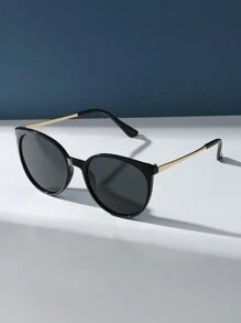 CHICVUE Okulary przeciwsłoneczne retro okrągłe metalowe, modny klasyczny design na podróże na świeżym powietrzu, na plażę, na wakacje, na co dzień, okulary z filtrem UV do jazdy samochodem, prezenty świąteczne na zimę - Czarne - Zobacz 4