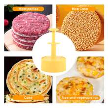 漢堡壓模器,abs圓形壓式漢堡肉餅製造機,防黏肉餅模具,適用於牛肉、蔬菜、漢堡等食材,另附100張蠟紙 - 黃色 - 查看 4