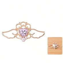 10pcs Mixed Color Baroque Style Alloy Vintage Hollow Out Heart & Wing Shaped Faux Pearl Pendant, Diy Jewelry Making Supplies, For Bracelets, Necklaces, Earrings, Hair Accessories, Wedding Dress, Shoes, Clothes, Collars, Curtains Decoration. 41*20mm Valentines