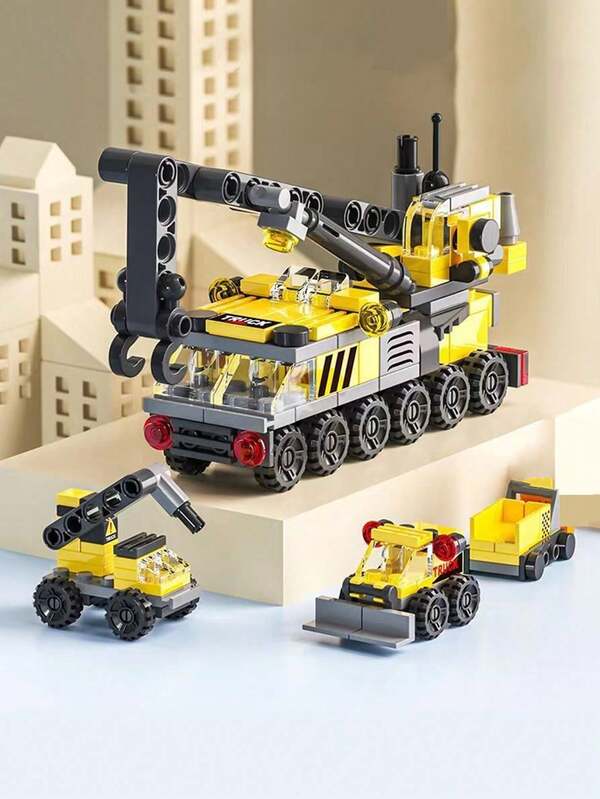 142 piezas/Caja Bloques de construcción Set de 6 en 1: Coche de policía, tanque, para juego educativo y DIY de niños, regalo de cumpleaños, decoración de habitación, regalos de Navidad, bloques de colores