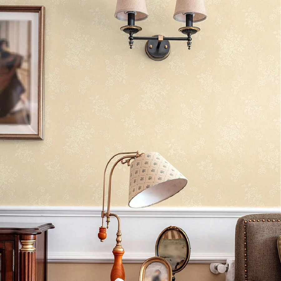 1卷3d增厚奶油色壓花壁紙,自粘式,防水,防潮,可擦拭,溫暖臥室和客廳牆壁裝飾,歐式風格玫瑰pvc壁貼 - 米色 - 查看 1