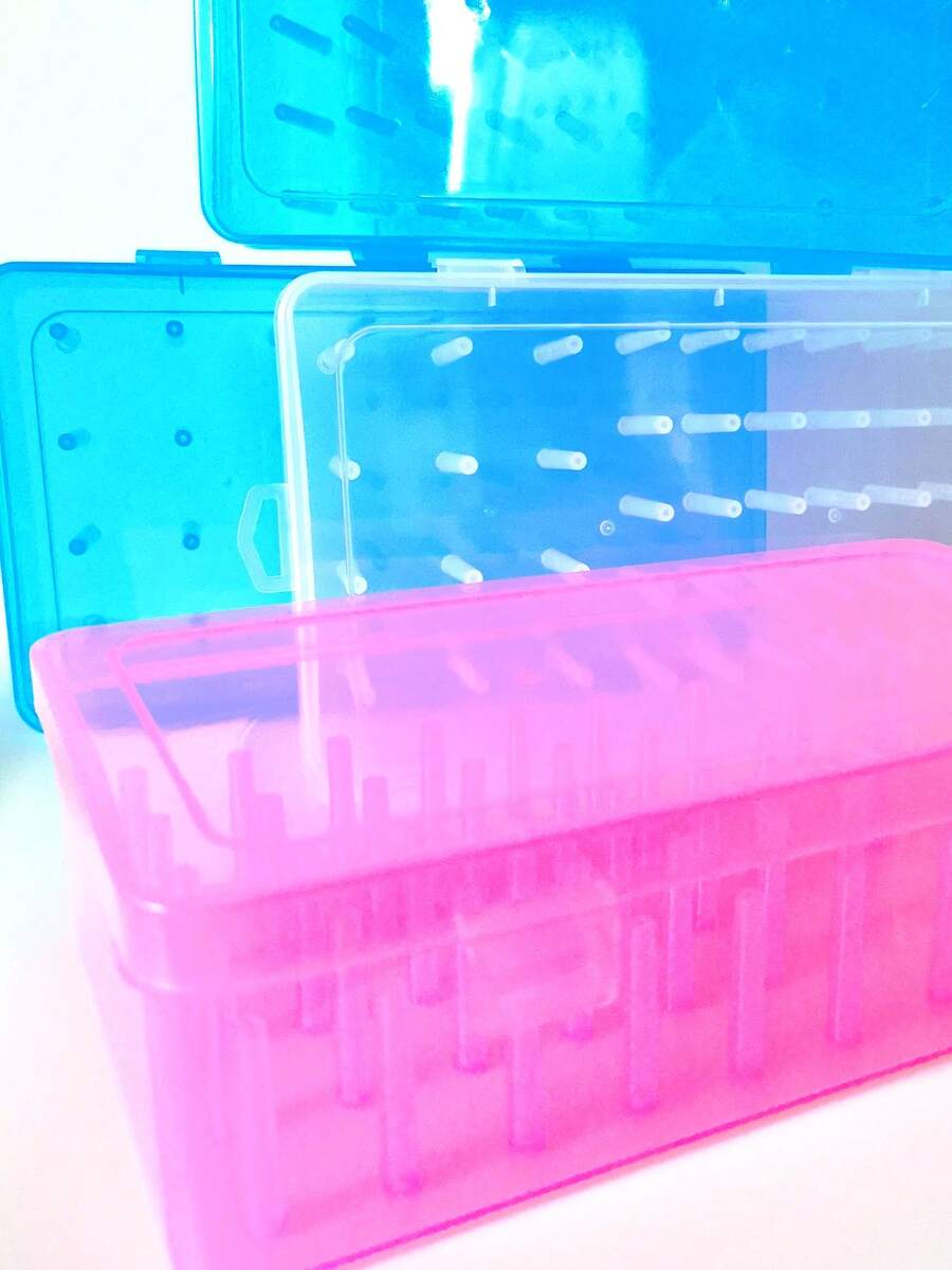 1 Pieza Caja De Hilo De Costura De Plástico Rosa Transparente Con 42 Carretes Para Almacenamiento De Costura En El Hogar, Tamaño Pequeño - rosa - Ver 1