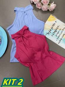 Women Tank Tops & Camis - Màu Hồng Tươi - Xem 1