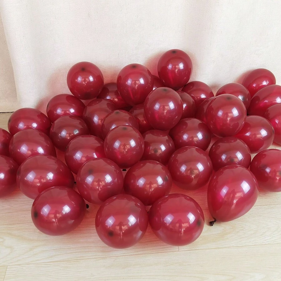 50入組12"/5"酒紅色氣球，派對裝飾必備 - 酒紅色 - 查看 1