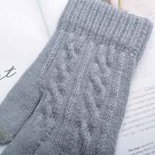 Kaschmir berührungsempfindliche Handschuhe Damen Winter Jacquard süß geteilte Finger Verdickung Thermal gefüttert Studenten Fünf-Finger-Handschuhe