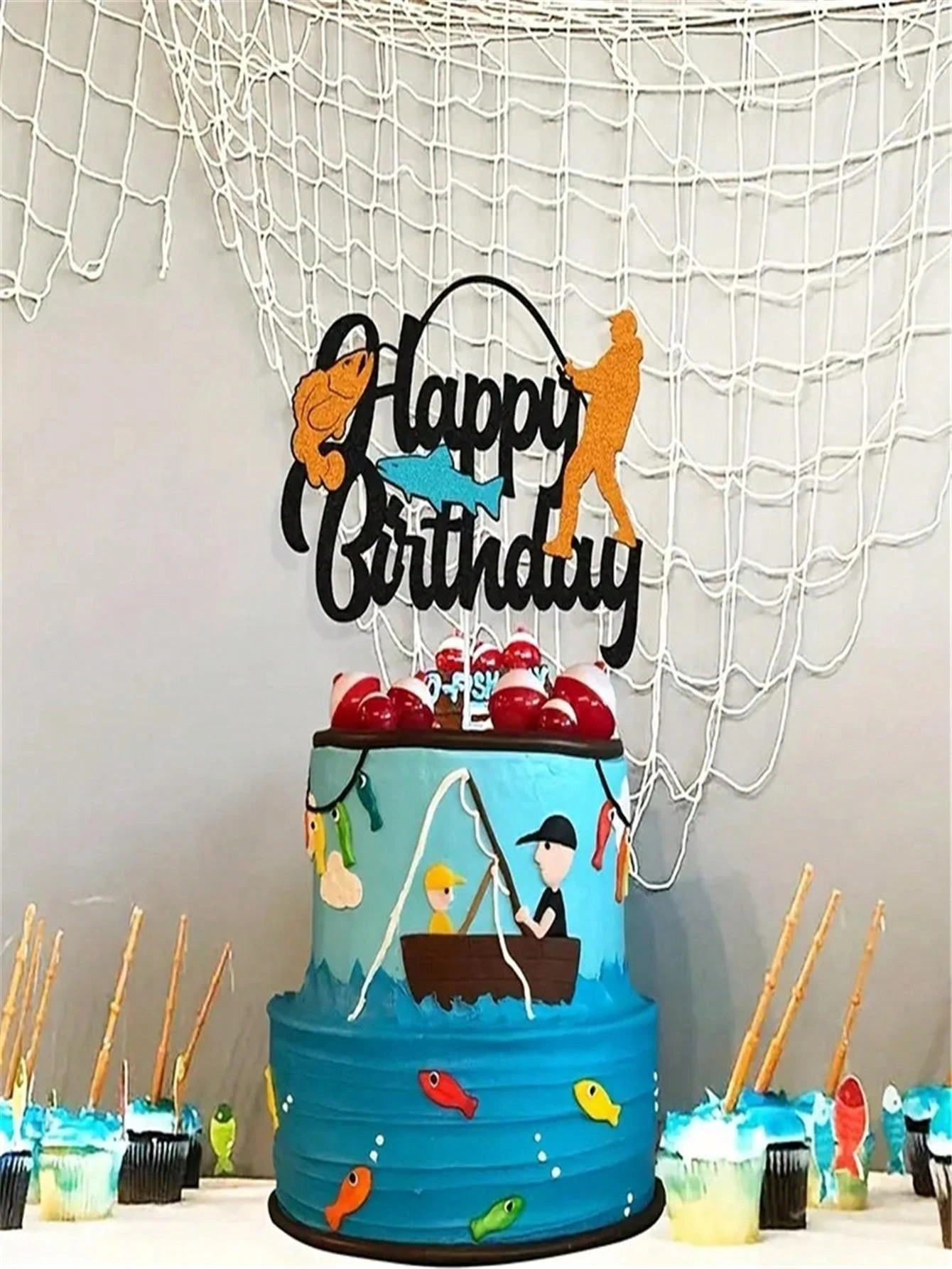 Décoration Gâteau Pêche Fête Anniversaire - Accessoires Baby Shower Sans Éléments Métalliques