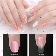 5入組水晶延伸凝膠套裝:1瓶15ml延伸凝膠 + 1支水晶夾子 + 1個雙面文件 + 1支黑色凝膠筆 + 1組20個透明指甲模具 - 淺粉色 - 查看 4