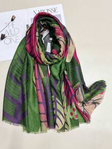 Đơn giản In Khăn quàng cổ Đối với phụ nữ , Mùa Xuân & Mùa hè Dài Khăn choàng Kem chống nắng Ấm áp Khăn choàng - màu xanh lá - Xem 2