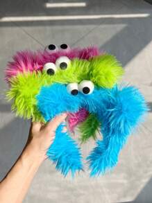 1件可愛毛絨小怪獸女孩發帶,洗臉頭帶,禮物,派對頭飾 - 玫紅色 - 查看 2