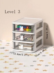 1 Pieza Caja Organizadora De Escritorio En Forma De Conejo Con Cajón De Almacenamiento Para Cosméticos, Lápiz Labial, Papelería Y Varias Chucherías Con Diseño Claro - Blanco - Ver 9