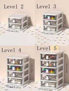 1 Pieza Caja Organizadora De Escritorio En Forma De Conejo Con Cajón De Almacenamiento Para Cosméticos, Lápiz Labial, Papelería Y Varias Chucherías Con Diseño Claro - Blanco - Ver 7