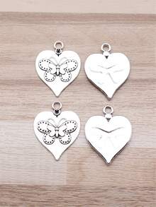 10pcs/Bag 25x20mm (0.98x0.79inch) Antique Silver Color Butterfly Heart Charms Pendant For DIY Jewelry Making - Antique silver-10pcs - View 3