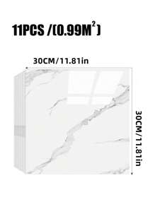 11 miếng dán tường họa tiết đá cẩm thạch trắng 1㎡, giấy dán tường dày chống thấm nước, gạch ốp tường tự dính 3D cho phòng tắm, nhà vệ sinh, miếng dán cải tạo, tấm ốp tường lột, giấy dán tường, giấy dán tường, đồ trang trí mùa xuân làm mới ngôi nhà của bạn, miếng dán trang trí Rama - Đen và trắng - Xem 5