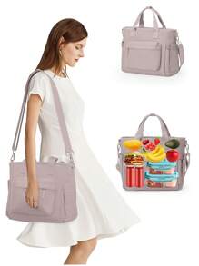 Floless 1 Túi đựng hộp cơm trưa di động Bento màu cam, Túi cách nhiệt cỡ lớn, Túi đựng gạo dày bằng lá nhôm, Túi Bento, Túi đựng đồ ăn trưa Túi tổ chức trường học Túi đựng đồ cho giáo viên Túi lớp học Túi tổ chức lớp học - Hồng - Xem 3