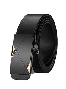 1pc Men's Automatic Buckle Gold Color Belt, Fashionable And Versatile, Suitable For Everyday And Various Occasions, A Nice Gift For Men Of Different Ages Work Summer, School