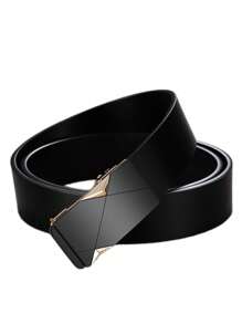 1pc Men's Automatic Buckle Gold Color Belt, Fashionable And Versatile, Suitable For Everyday And Various Occasions, A Nice Gift For Men Of Different Ages Work Summer, School
