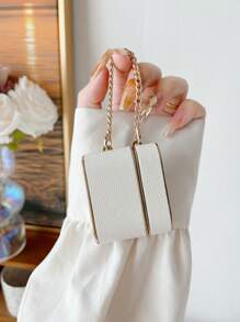 1pc White Wireless Shockproof Earphone Case With Leather Texture Surface Design, Compatible With Airpods Pro Compatible With Airpods1/2 AirPods Pro - White - View 4