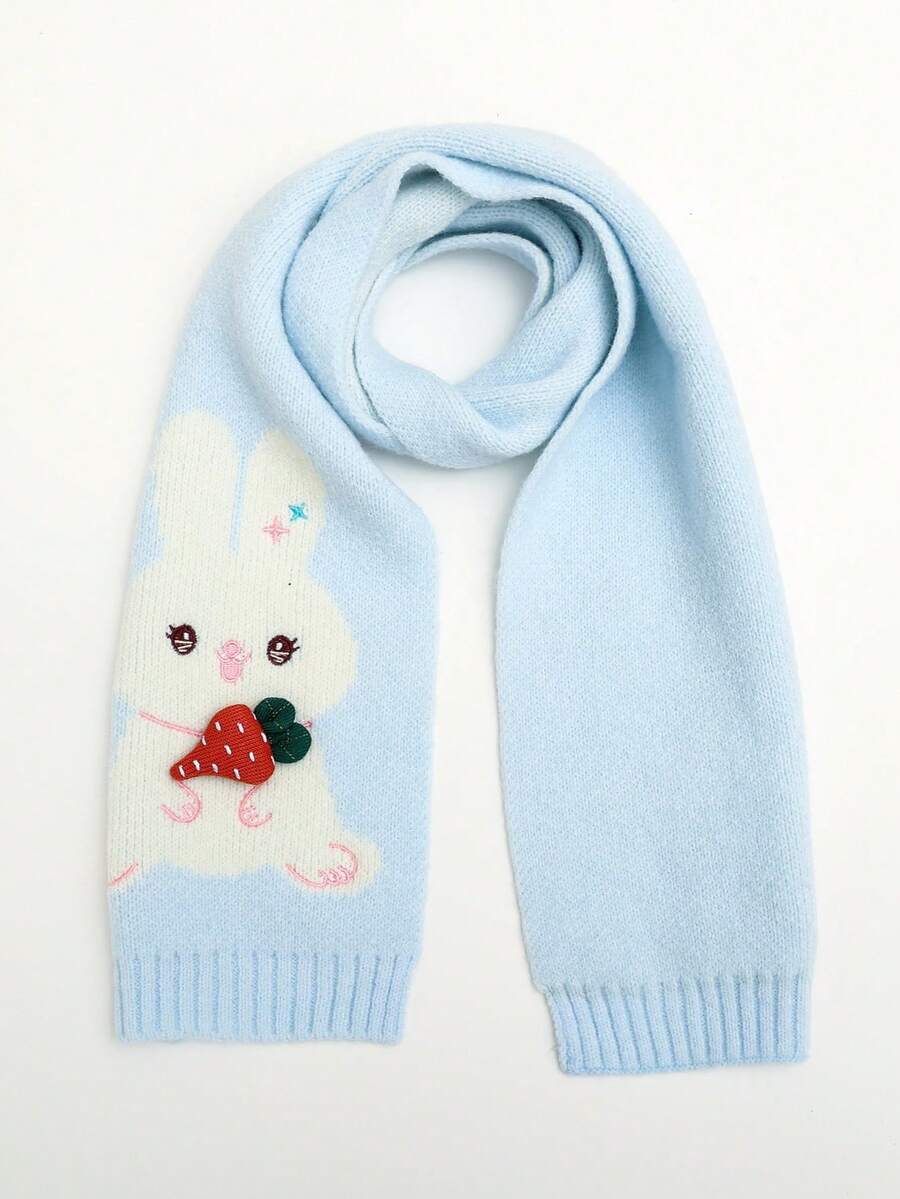 1 Miếng Trẻ em Mùa Đông Dệt kim ấm Khăn quàng cổ Với Dễ thương Mẫu thỏ , Thích hợp Đối với Con trai Và Cô gái , Mềm mại Và Thoải mái Đối với Mặc hàng ngày - Màu xanh nhạt - Xem 1