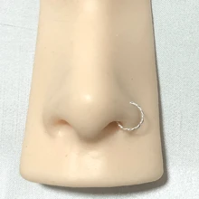 Piercing Nariz Argola Torcida 9mm Prata 925 Nostril - Prata - Visão 4