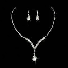 3pcs Của phụ nữ Lễ cưới Kim cương nhúng Dây chuyền Và Bộ bông tai , Đúng mốt Và Sang trọng , Hoàn hảo Đối với Cả hai Lễ cưới Và Sử dụng hàng ngày - Bạc - Xem 2