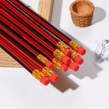 10入組三角握持hb鉛筆,帶橡皮擦頭,適用於素描,學生用的矯正握持鉛筆,兒童獎品 - 紅色 - 查看 4