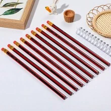 10入組三角握持hb鉛筆,帶橡皮擦頭,適用於素描,學生用的矯正握持鉛筆,兒童獎品 - 紅色 - 查看 6