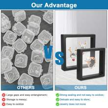 漂浮式展示架,10入組透明3d Pe漂浮式架珠寶收納盒展示架,適用於石箭頭、獎章、古董飾品標本3.5×3.5英寸、2.7×2.7英寸 - 黑色 - 查看 8