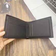 1pc Men's Solid Color Buttonless Pu Leather Wallet Card Holder, Suitable For Daily Use - Black - View 5
