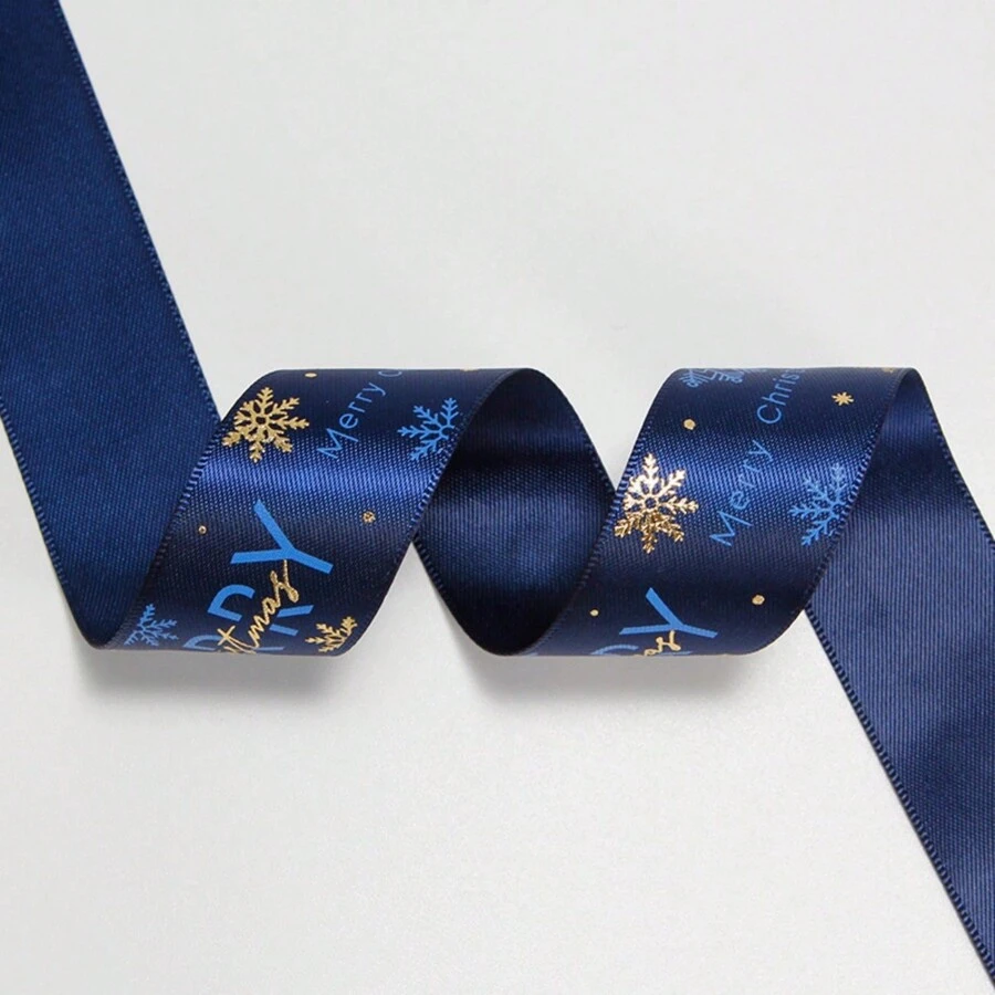5 Cuộn 25mm Chủ Đề Giáng Sinh Ruy băng : Qủa tặng Là Khoảng Đến , Buộc A Bowknot Với Tay Đến Làm Của bạn Cá nhân Danh thiếp , Của bạn Gia đình Và - Bông tuyết màu xanh hải quân - Xem 1