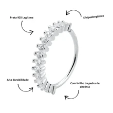 Piercing Conch Cravejado Argola Zirconias Em Prata 925 - Transparente - Visão 3