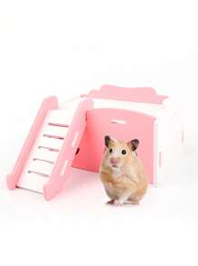 1入寵物用品 - 彩虹倉鼠拱形橋,睡覺巢,跷跷板和熊型屋子,適用於倉鼠