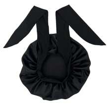 緞質禮帽，帶有彈性綁帶和可調節肩帶，睡眠緞質禮帽，針對女性長卷髮和大辮子設計的有彈性綁帶，帶蝴蝶結