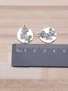 10 件/袋 18x21 毫米（0.71x0.83 英寸）古董銀色玫瑰標籤吊墜適合 Diy 珠寶製作 - 古銀色-10pcs - 查看 2