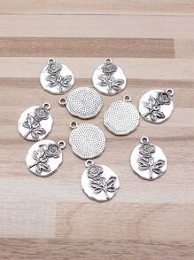 10 件/袋 18x21 毫米（0.71x0.83 英寸）古董銀色玫瑰標籤吊墜適合 Diy 珠寶製作 - 古銀色-10pcs - 查看 3