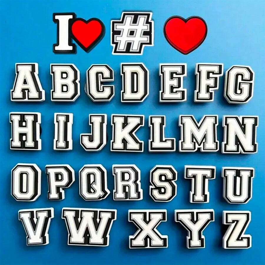 29 件可愛字母數字鞋飾適合木底鞋花園鞋，DIY 男孩女孩鞋子配件